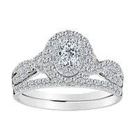 1.00 Carat of Diamonds Halo Engagement Ring Set, 14kt White Gold.......................NOW