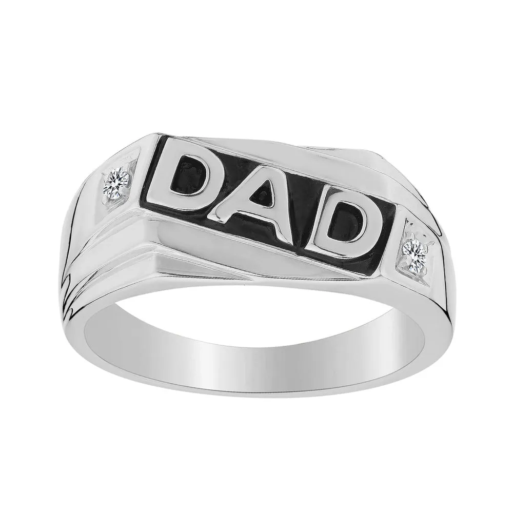 .05 Carat of Diamonds "DAD" Gentleman's Ring, Silver...................NOW