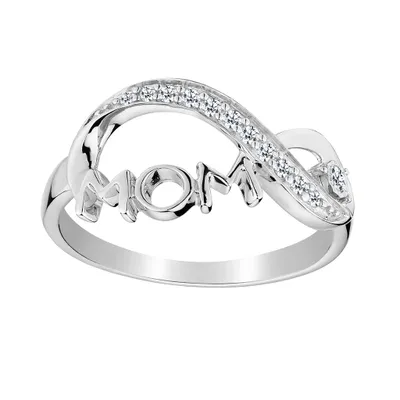 .10 Carat of Diamonds "Mom" Infinity Ring, Silver....................NOW