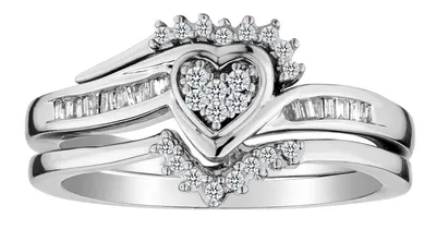 .21 Carat Diamond Heart Ring Set, Silver.....................NOW