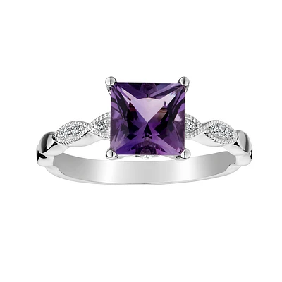 Created White Sapphire & Amethyst Ring, Silver...................NOW