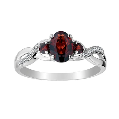 Garnet & Created White Sapphire Ring