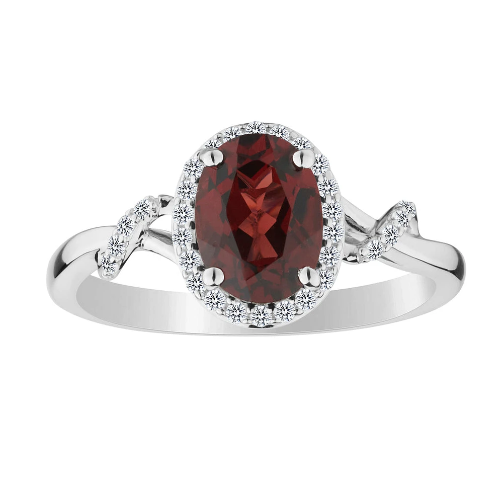 Garnet & Created White Sapphire Ring