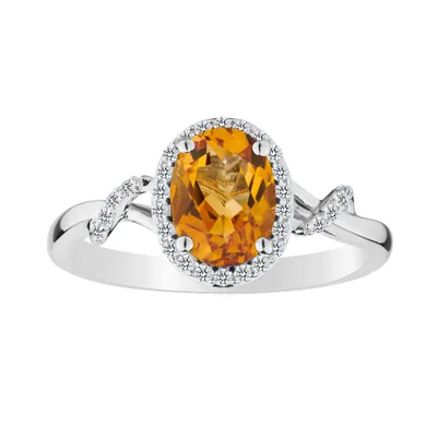 Citrine & Created White Sapphire Ring