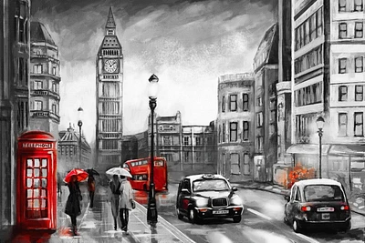 Arthur Heard - London View Big Ben IV Red
