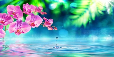 Omar Olavie - Pink Orchid with Water Droplet