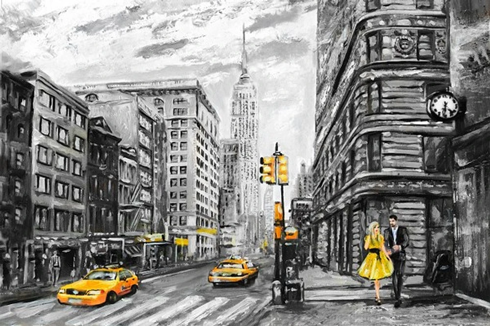 Arthur Heard - Street View Of New York Black, white and Yellow