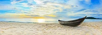 Fred Mouse - Panorama view of Beach With Wooden Boat