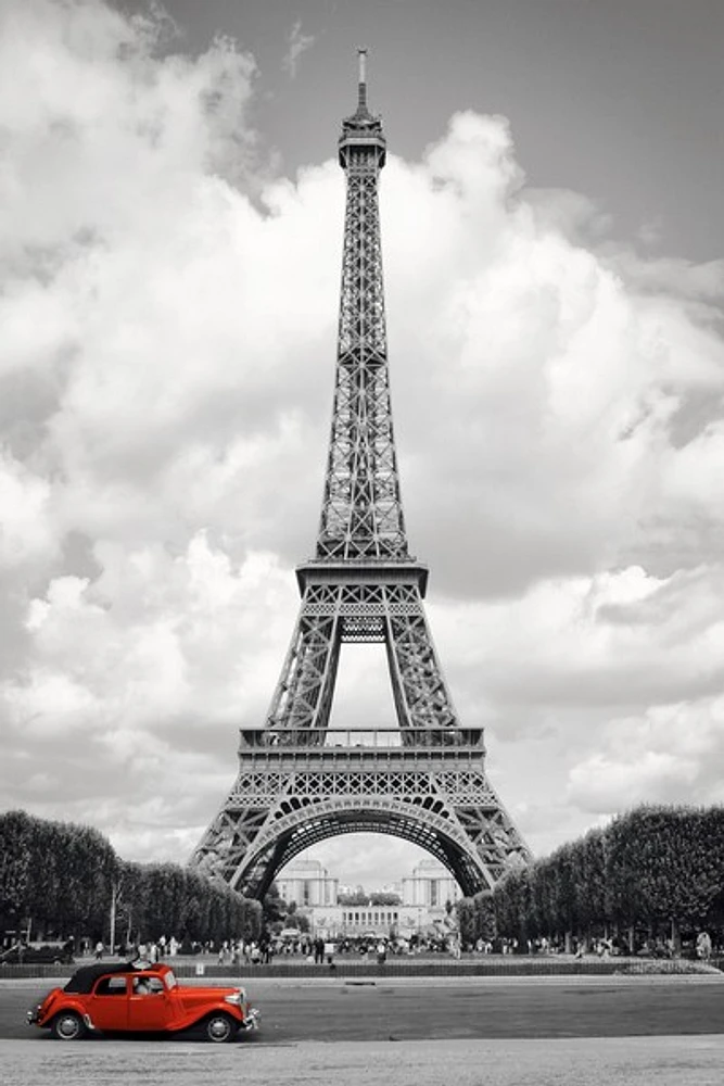 Paris - Eiffel Tower Red Car  