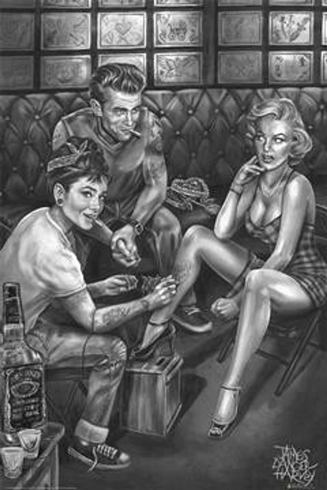 James Danger Harvey - Audrey Hepburn Tattooing Marilyn Monroe And James Dean  