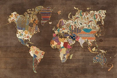 Laura Marshall - Pattern World Map on Wood