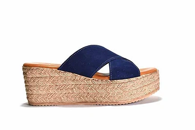Bella Wedge Navy Suede