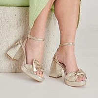 Pacie Heel Platinum Distressed Leather