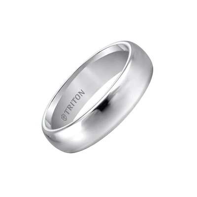 Triton Gents 6mm White Tungsten Carbide Domed Comfort Fit Band 11-2134HC-G.00 | Hannoush Jewelers