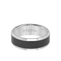 Triton Gents 8mm Tungsten Carbide Black Ceramic Inlay Comfort Fit Band 11-2232CE-G.00 | Hannoush Jewelers