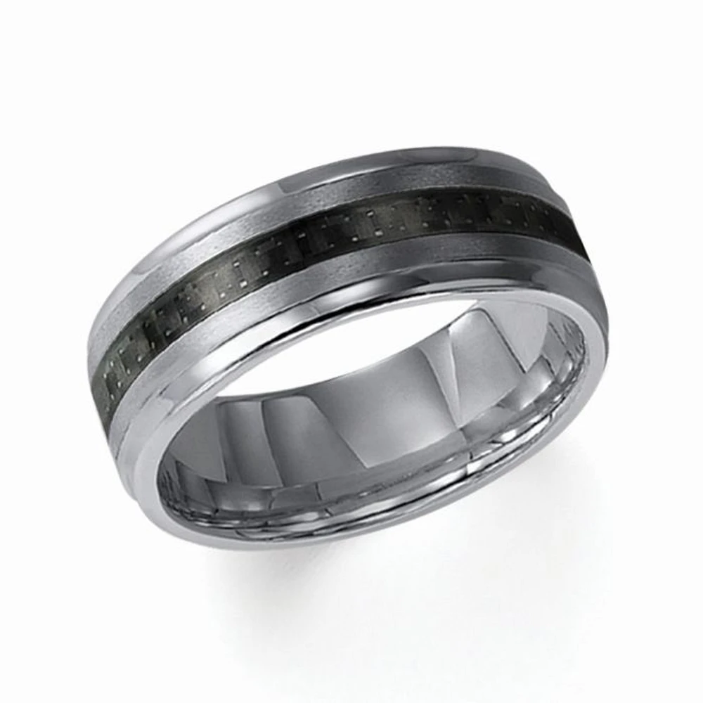 Triton Gents 8mm Tungsten Carbide with Black Carbon Fiber Inlay Comfort Fit Band 11-2316C-G.00 | Hannoush Jewelers