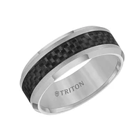 Triton Ladies 8mm Tungsten Carbide and Black Carbon Fiber Inlay Comfort Fit Band 11-2675C-L.00 | Hannoush Jewelers