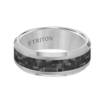 Triton Gents 8mm Tungsten Carbide Black Carbon Fiber Inlay Comfort Fit Band 11-2675C-G.00 | Hannoush Jewelers