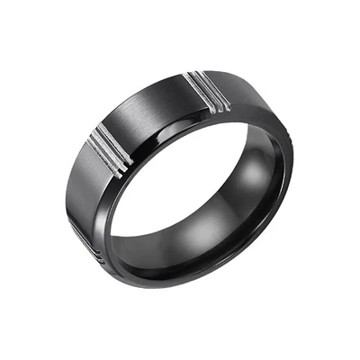 Triton Ladies 8mm Black Titanium Comfort Fit Band 11-2994BT-L.00 | Hannoush Jewelers