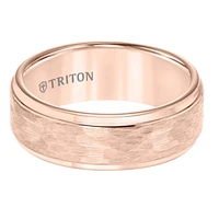 Triton Gents 8mm Hammered Texture Rose Tungsten Carbide Comfort Fit Band 11-3288RC-G.00 | Hannoush Jewelers