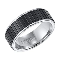 Triton Ladies 8mm Black and White Tungsten Carbide Comfort Fit Band 11-4317MC-L.00 | Hannoush Jewelers