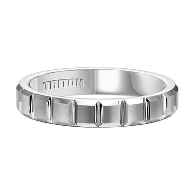 Triton Ladies 4mm White Tungsten Carbide Comfort Fit Band with Vertical Cuts 11-4420HC-L.00 | Hannoush Jewelers