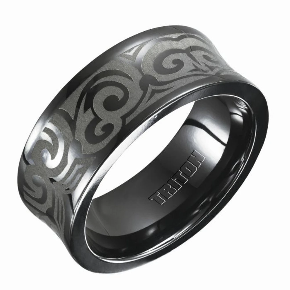 Triton Gents 9mm Black Titanium Comfort Fit Band 11-4430BT-G.00 | Hannoush Jewelers