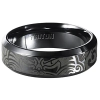 Triton Gents 7mm Black Titanium Laser Cut Pattern Comfort Fit Band 11-4433BT-G.00 | Hannoush Jewelers