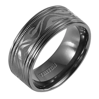 Triton Gents 9mm Black Titan with Laser Pattern Band 11-4441BT-G.00 | Hannoush Jewelers