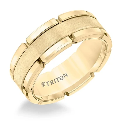 Triton Gents 8mm Yellow Tungsten Carbide Comfort Fit Band 11-5252YC-G.00 | Hannoush Jewelers