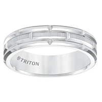 Triton Ladies 6mm White Tungsten Brick Motif Comfort Fit Band 11-5578HC6-L.00 | Hannoush Jewelers