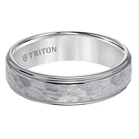 Triton Gents 6mm Tungsten Carbide Satin Hammered Comfort Fit Band 11-5579C6-G.00 | Hannoush Jewelers