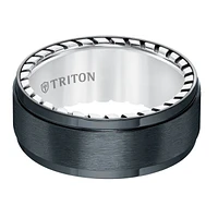 Triton Ladies 9mm Black Titanium and Sterling Silver Comfort Fit Band 11-5647BV-L.00 | Hannoush Jewelers