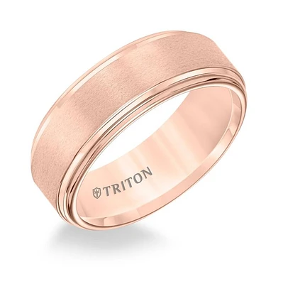 Triton Gents 8mm Rose Tungsten Double Step Band 11-5732RC-G.00 | Hannoush Jewelers