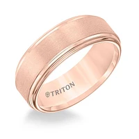 Triton Gents 8mm Rose Tungsten Double Step Band 11-5732RC-G.00 | Hannoush Jewelers