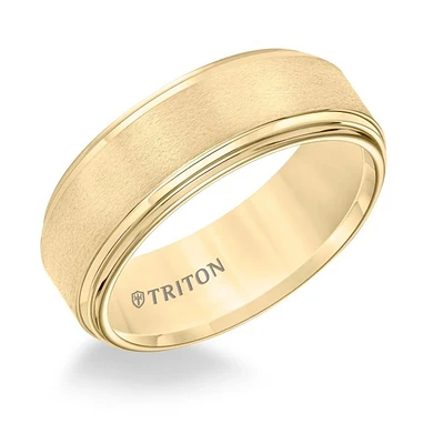 Triton Gents 8mm Yellow Tungsten Carbide Double Stepped Band 11-5732YC-G.00 | Hannoush Jewelers