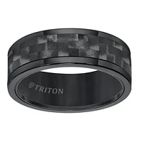 Triton Gents 8mm Comfort Fit Black Tungsten Carbide With Carbon Fiber Insert 11-5810BC-G.00 | Hannoush Jewelers