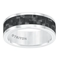 Triton Gents 8mm White Tungsten Carbide with Black Carbon Fiber Insert 11-5810HC-G.00 | Hannoush Jewelers