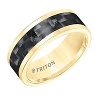 Triton Gents 8mm Comfort Fit Yellow Tungsten Black Carbon Fiber Insert 11-5810YC-G.00 | Hannoush Jewelers