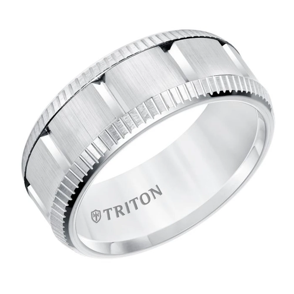 Triton Gents 9mm Multi Piece White Tungsten Carbide Comfort Fit Band 11-5812HC-G.00 | Hannoush Jewelers