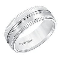 Triton Gents 8mm White Tungsten Carbide Comfort Fit Band 11-5813HC-G.00 | Hannoush Jewelers