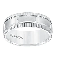 Triton Ladies 8mm White Tungsten Carbide Band Coin Edge Brick Style 11-5815HC-G.00 | Hannoush Jewelers