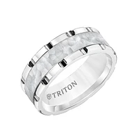 Triton 8mm White Tungsten Carbide Band Sand Hammered Finish 11-5937HC8-G.00 | Hannoush Jewelers