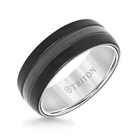 Triton Gents 8mm Black Tungsten Carbide Band with White Interior 11-5943MCW8-G.00 | Hannoush Jewelers