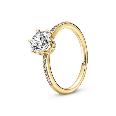 Clear Sparkling Crown Solitaire Ring 168289C01 | Hannoush Jewelers