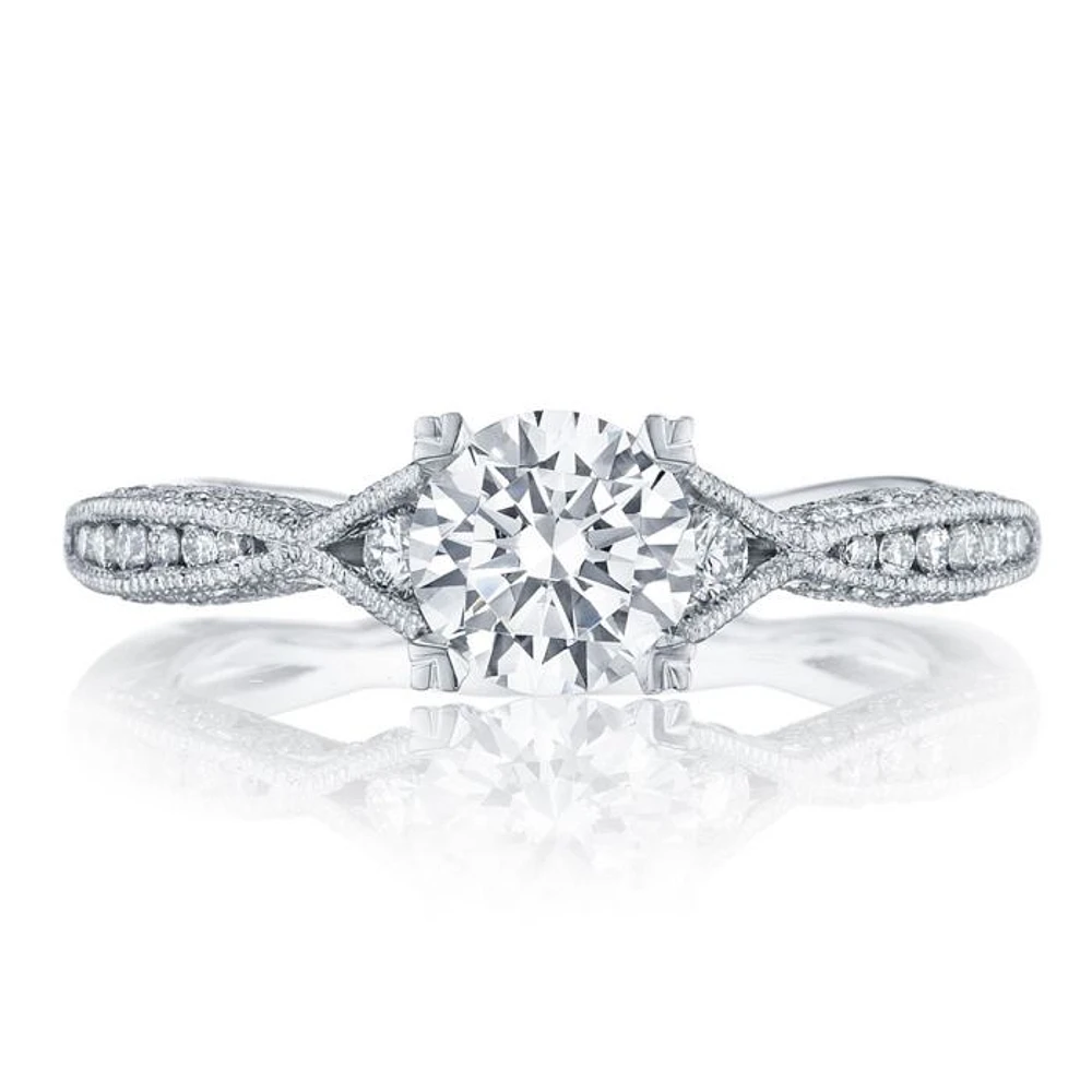 Tacori Classic Crescent Diamond Engagement Ring 18k White Gold 0.28 ctw 2645RD612W | Hannoush Jewelers