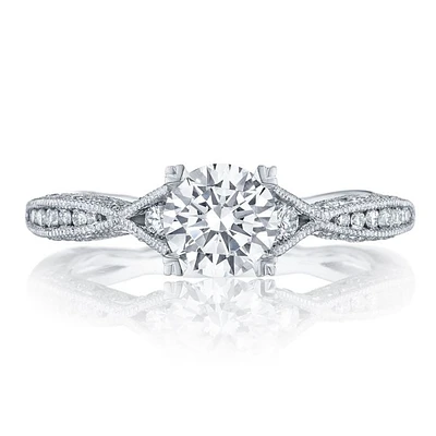 Tacori Classic Crescent Diamond Engagement Ring 18k White Gold 0.28 ctw 2645RD612W | Hannoush Jewelers