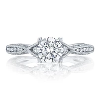 Tacori Classic Crescent Diamond Engagement Ring 18k White Gold 0.28 ctw 2645RD612W | Hannoush Jewelers