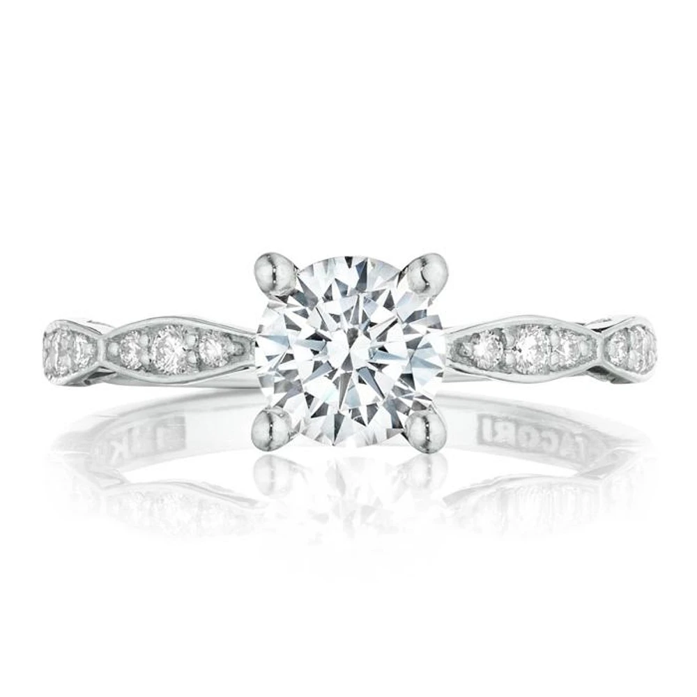 Tacori Sculpted Crescent Platinum Diamond Engagement Semi Mount 46-2RD6 | Hannoush Jewelers