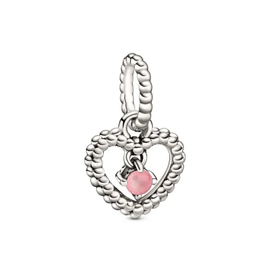 Petal Pink Beaded Heart Dangle Charm 798854C09 | Hannoush Jewelers